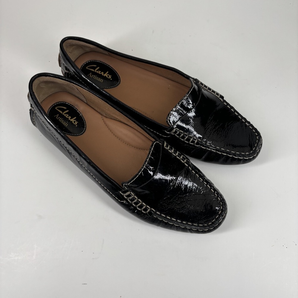 Clarks Dunbar Granby Women's US 8M Black Patent Leather Slip-On Loafers 66618 - Picture 14 of 16